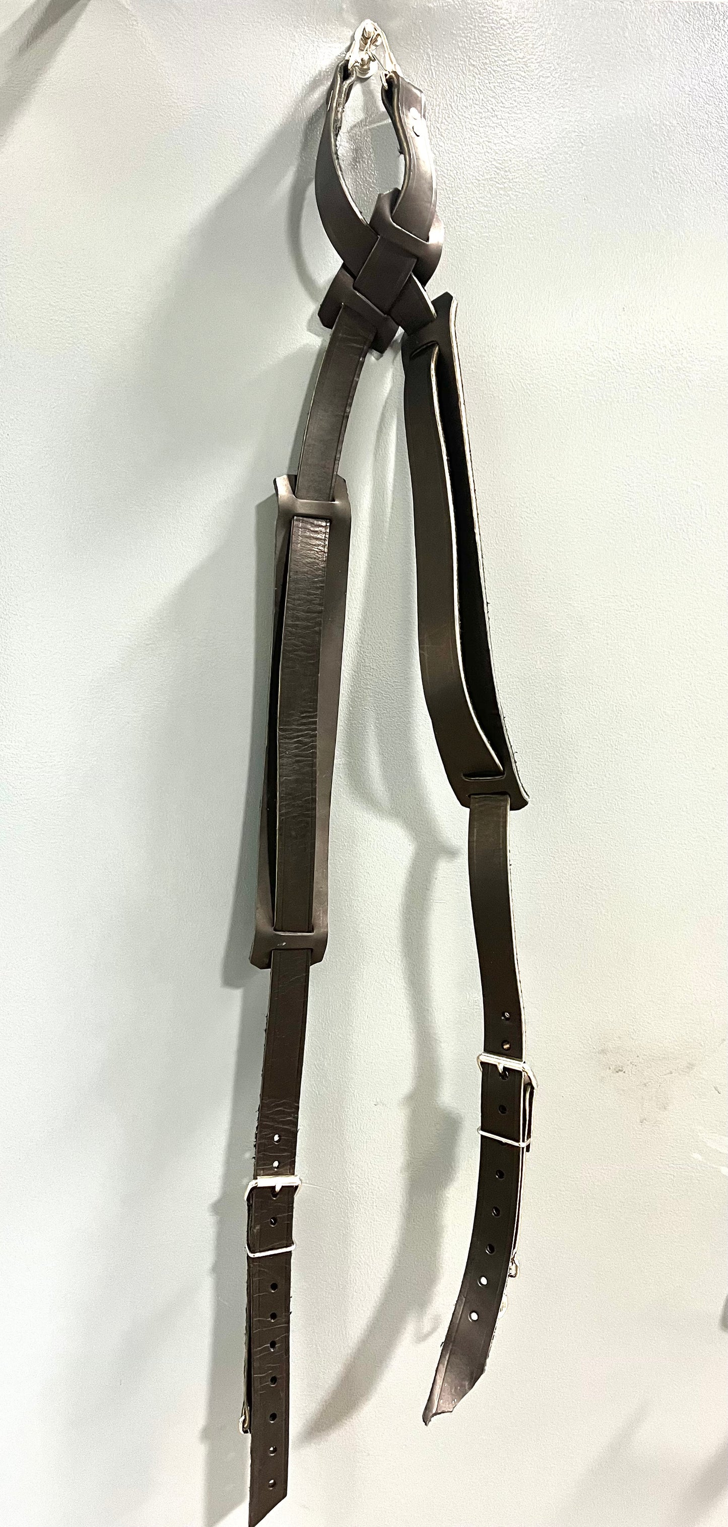 1 1/2" Clip on Leather Suspenders, Black